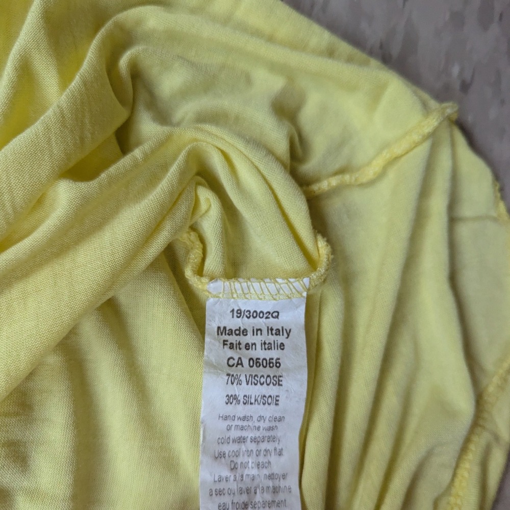 Made in Italy Yellow Silk Blend Lined Chiffon V-Neck Shift Dress Medium - Picture 8 of 8